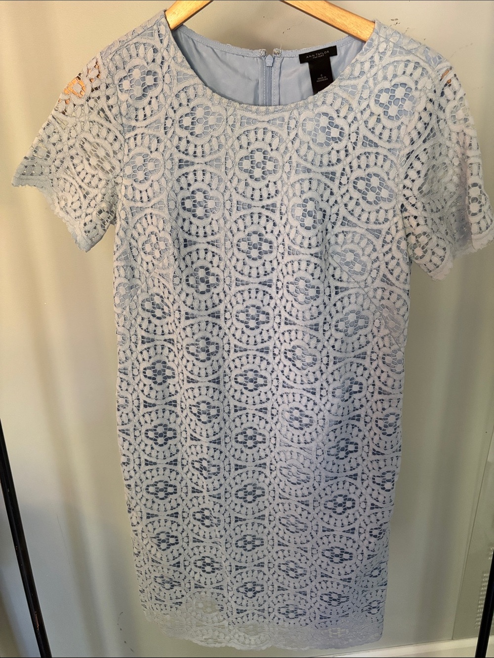 Ann Taylor Pale Blue Lace Shift Dress